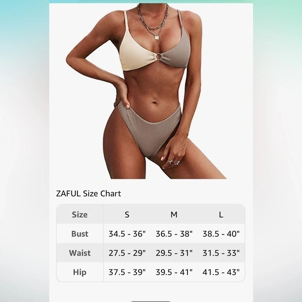 NWT ZAFUL Ribbed O-Ring String Bikini Cheeky Thong Swimwear  size small